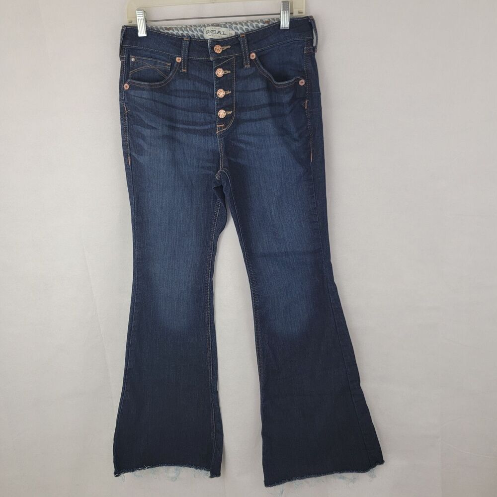 ARIAT Womens Jeans Sz 29S High Rise Ophelia Flare Nashville Button Fly Raw Hem